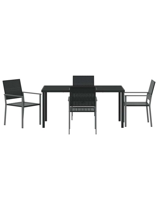 Dārza ēdamgalds 5 pcs melna poliūtu rotangpalma