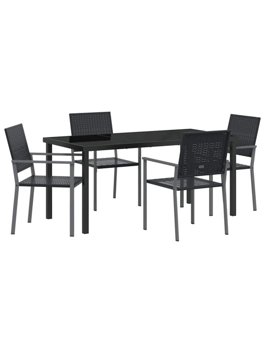 Dārza ēdamgalds 5 pcs melna poliūtu rotangpalma