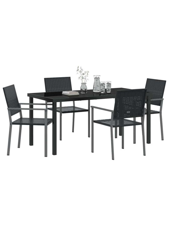 Dārza ēdamgalds 5 pcs melna poliūtu rotangpalma
