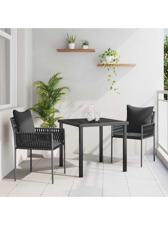 Dārza ēdamgalds 3 pcs melna poliūtu rotangpalma