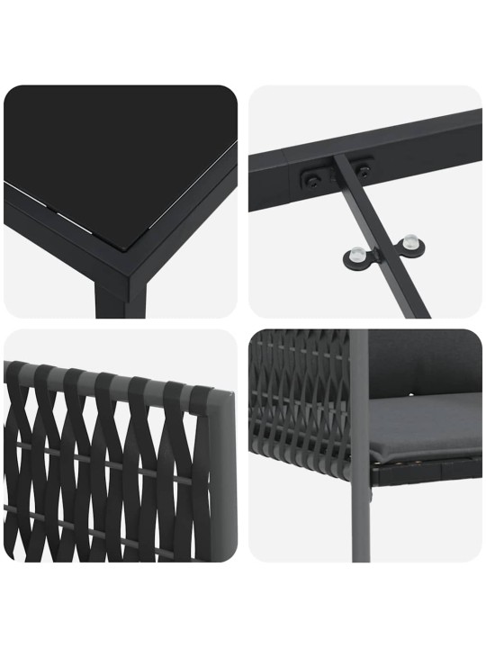 Dārza ēdamgalds 5 pcs melna poliūtu rotangpalma