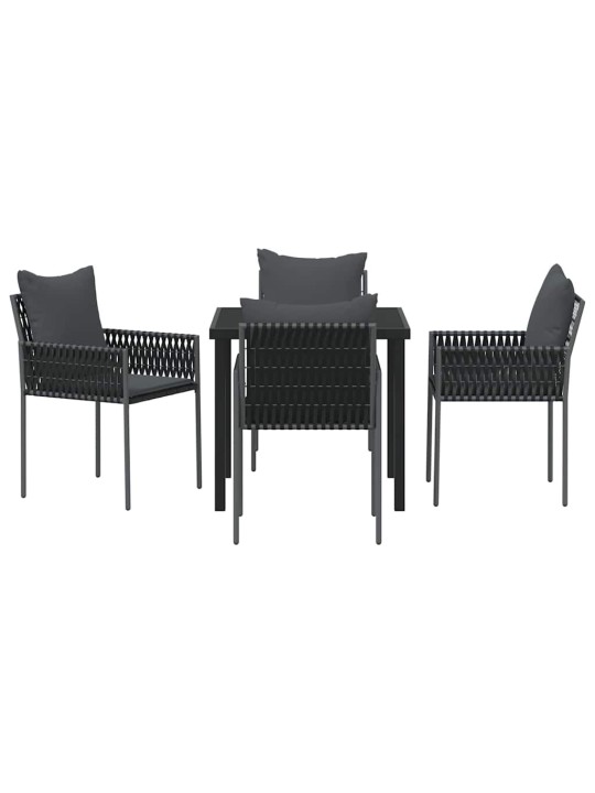 Dārza ēdamgalds 5 pcs melna poliūtu rotangpalma