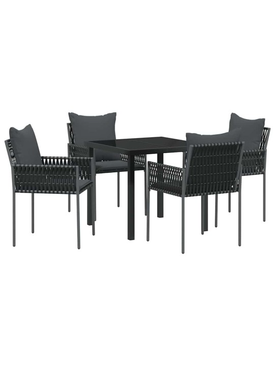 Dārza ēdamgalds 5 pcs melna poliūtu rotangpalma