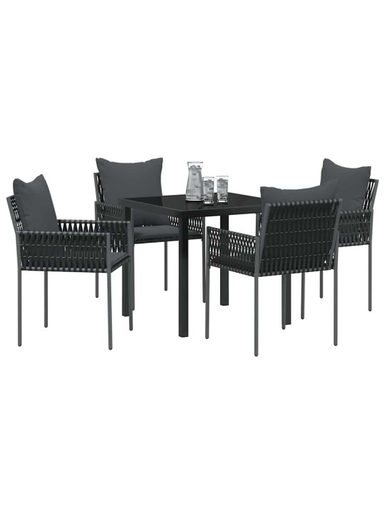 Dārza ēdamgalds 5 pcs melna poliūtu rotangpalma
