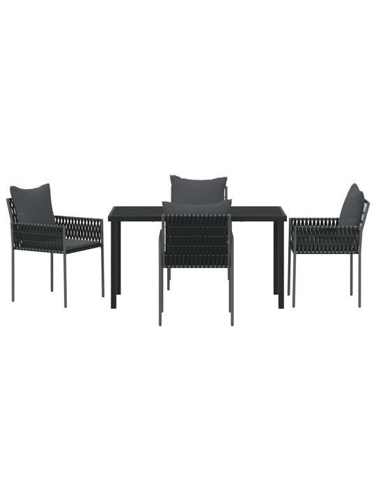 Dārza ēdamgalds 5 pcs melna poliūtu rotangpalma