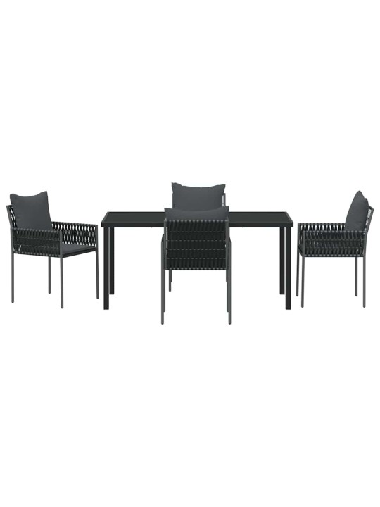Dārza ēdamgalds 5 pcs melna poliūtu rotangpalma