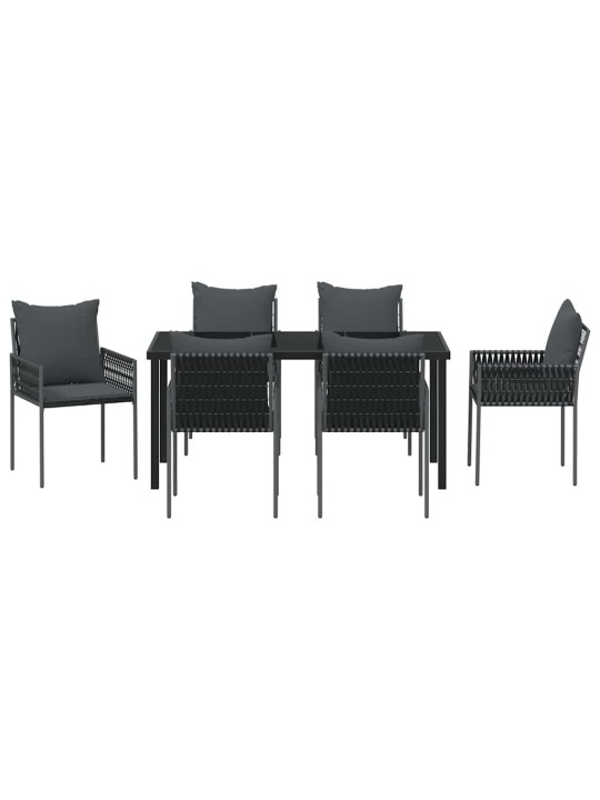 Dārza ēdamgalds 7 pcs melna poliūtu rotangpalma