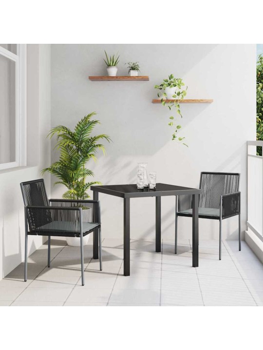 Dārza ēdamgalds 3 pcs melna poliūtu rotangpalma