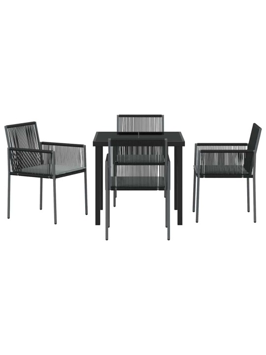 Dārza ēdamgalds 5 pcs melna poliūtu rotangpalma
