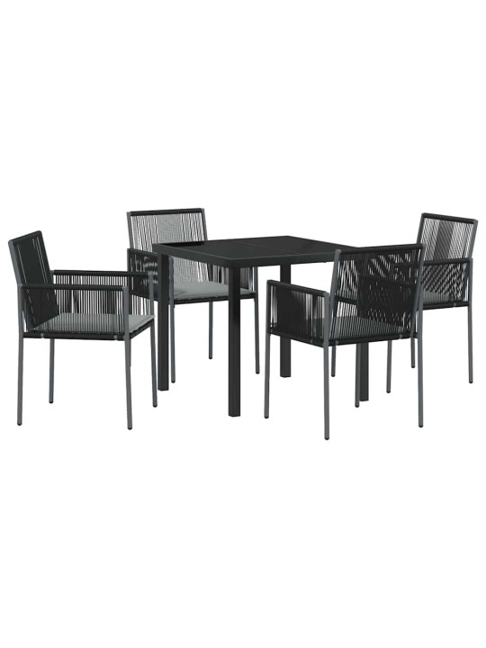 Dārza ēdamgalds 5 pcs melna poliūtu rotangpalma