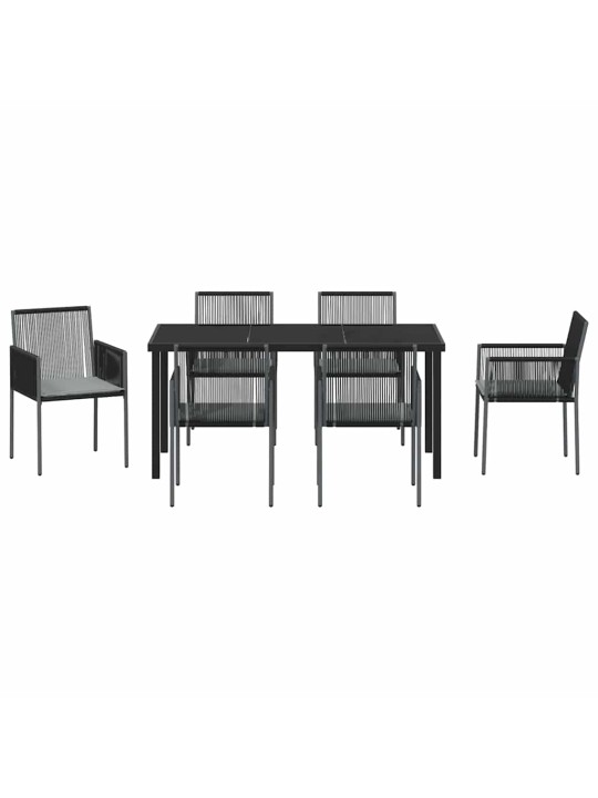 Dārza ēdamgalds 7 pcs melna poliūtu rotangpalma