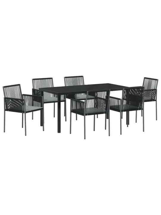 Dārza ēdamgalds 7 pcs melna poliūtu rotangpalma