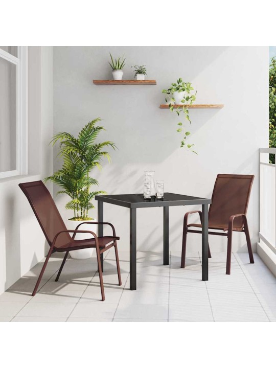 Dārza ēdamgalds 3 pcs brūna textilene un tērauds
