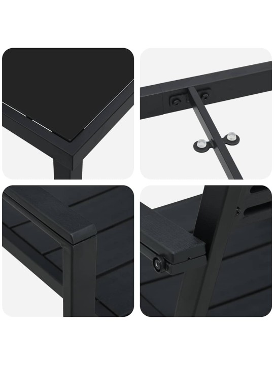 Dārza ēdamgalds 5 pcs melna hdpe