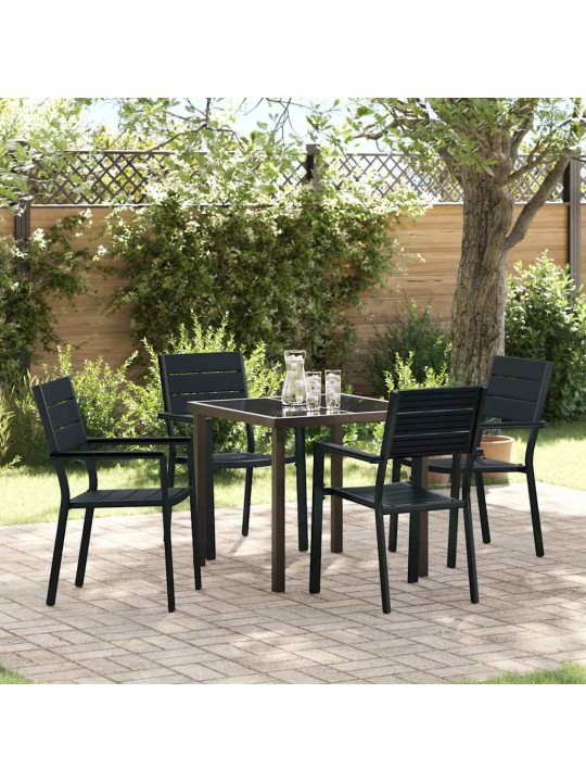 Dārza ēdamgalds 5 pcs melna hdpe