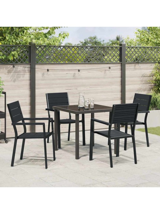 Dārza ēdamgalds 5 pcs melna hdpe