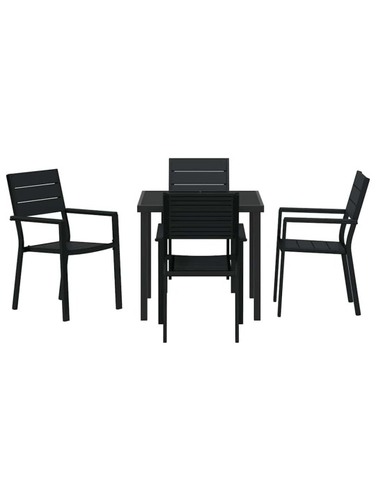 Dārza ēdamgalds 5 pcs melna hdpe