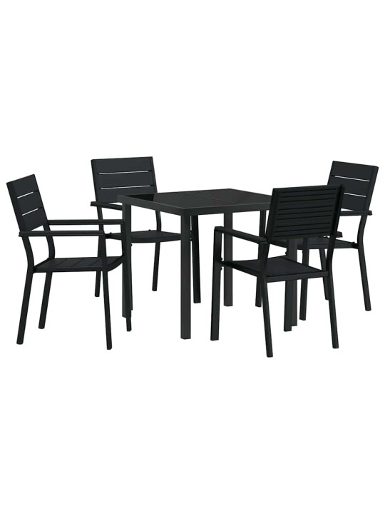 Dārza ēdamgalds 5 pcs melna hdpe