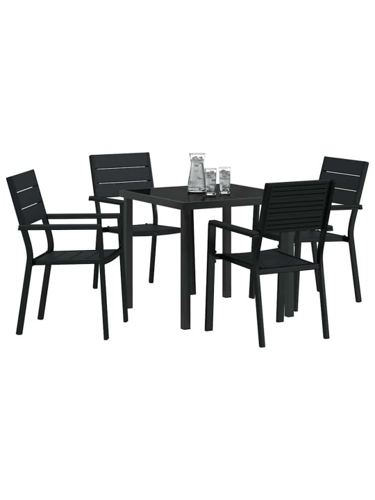 Dārza ēdamgalds 5 pcs melna hdpe
