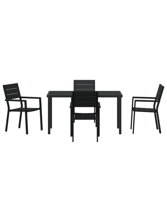 Dārza ēdamgalds 5 pcs melna hdpe