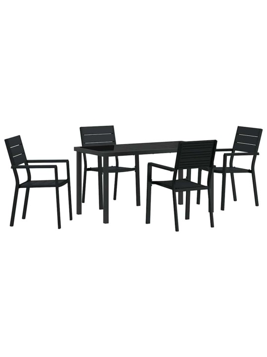 Dārza ēdamgalds 5 pcs melna hdpe