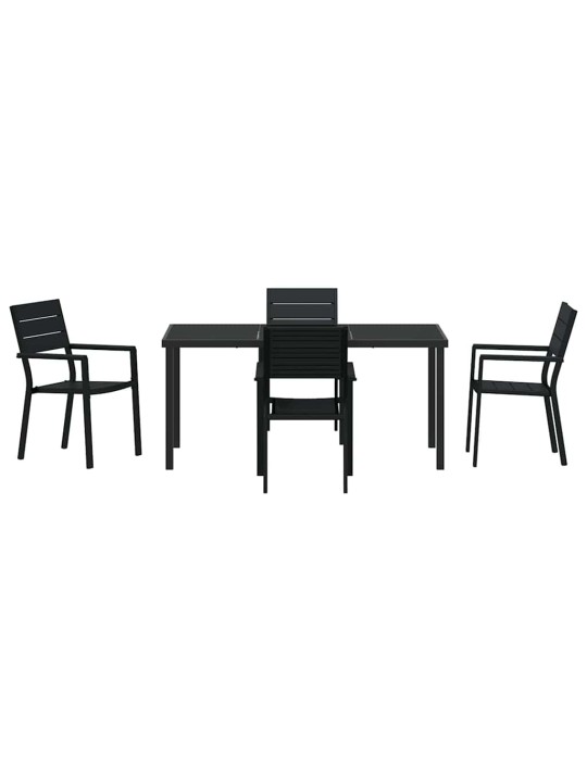 Dārza ēdamgalds 5 pcs melna hdpe