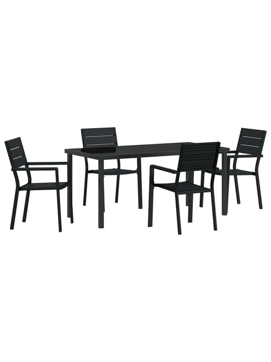 Dārza ēdamgalds 5 pcs melna hdpe