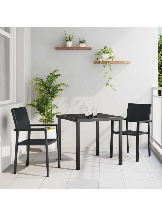 Dārza ēdamgalds 3 pcs melna poliūtu rotangpalma
