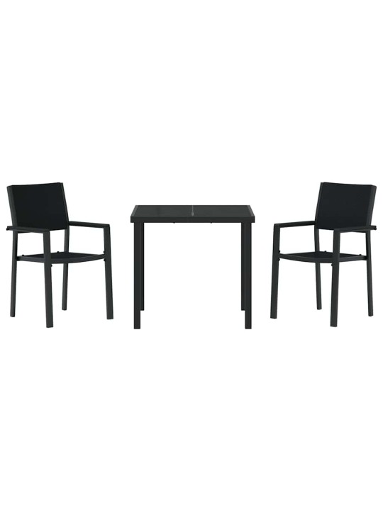 Dārza ēdamgalds 3 pcs melna poliūtu rotangpalma