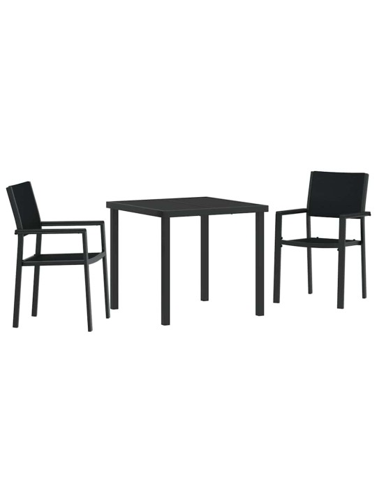 Dārza ēdamgalds 3 pcs melna poliūtu rotangpalma