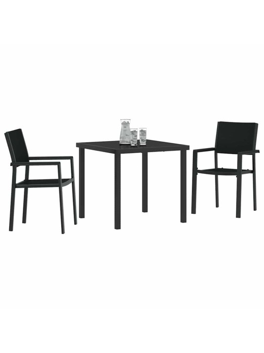 Dārza ēdamgalds 3 pcs melna poliūtu rotangpalma
