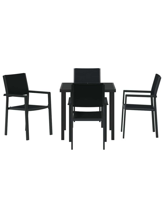 Dārza ēdamgalds 5 pcs melna poliūtu rotangpalma