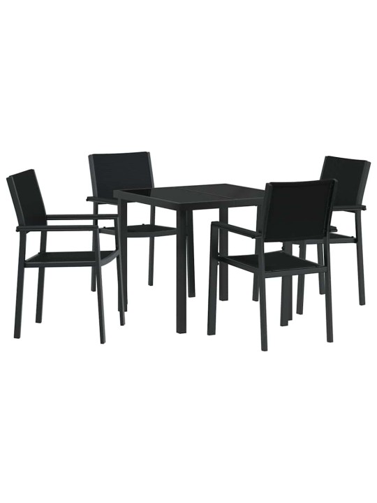Dārza ēdamgalds 5 pcs melna poliūtu rotangpalma