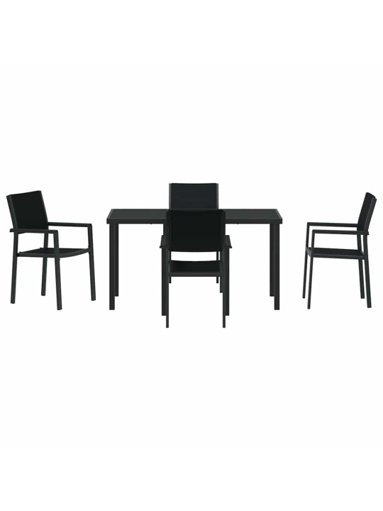Dārza ēdamgalds 5 pcs melna poliūtu rotangpalma