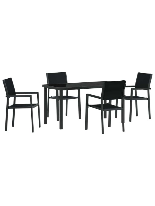 Dārza ēdamgalds 5 pcs melna poliūtu rotangpalma