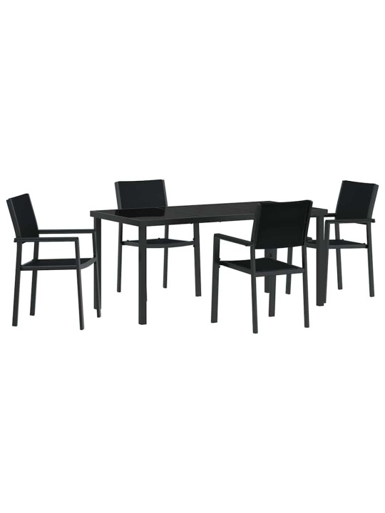 Dārza ēdamgalds 5 pcs melna poliūtu rotangpalma