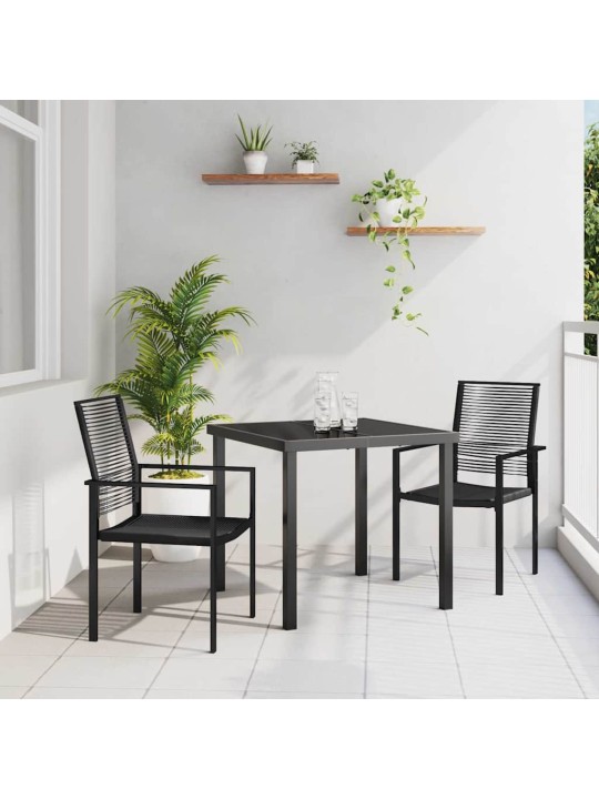 Dārza ēdamgalds 3 pcs melna pvc rattan