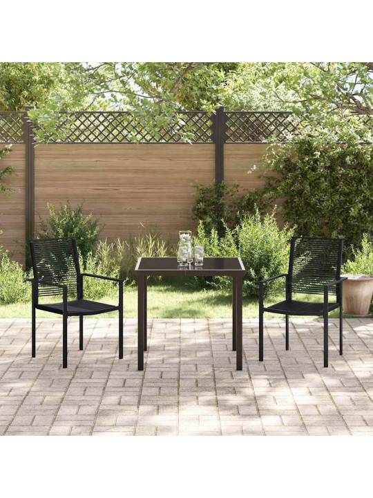 Dārza ēdamgalds 3 pcs melna pvc rattan