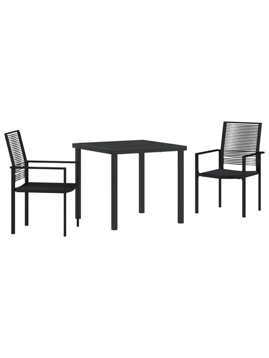 Dārza ēdamgalds 3 pcs melna pvc rattan