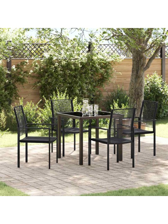 Dārza ēdamgalds 5 pcs melna pvc rattan
