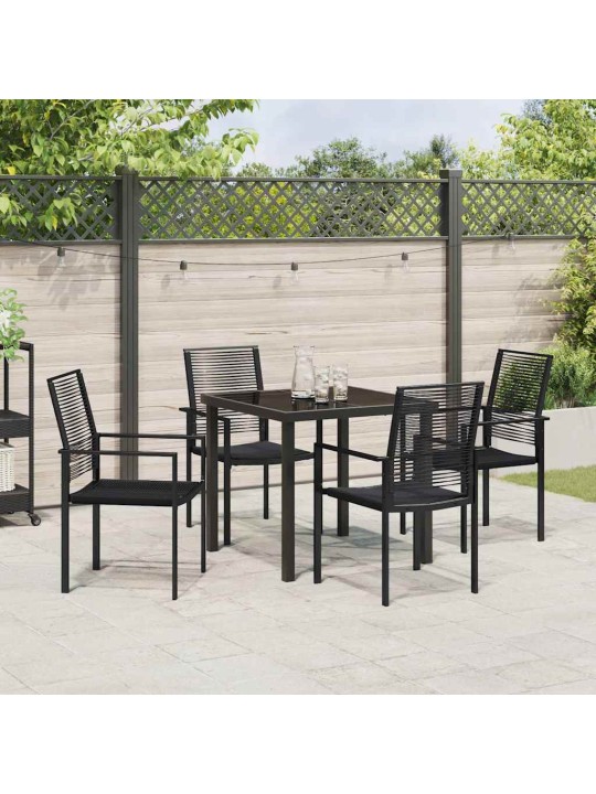 Dārza ēdamgalds 5 pcs melna pvc rattan