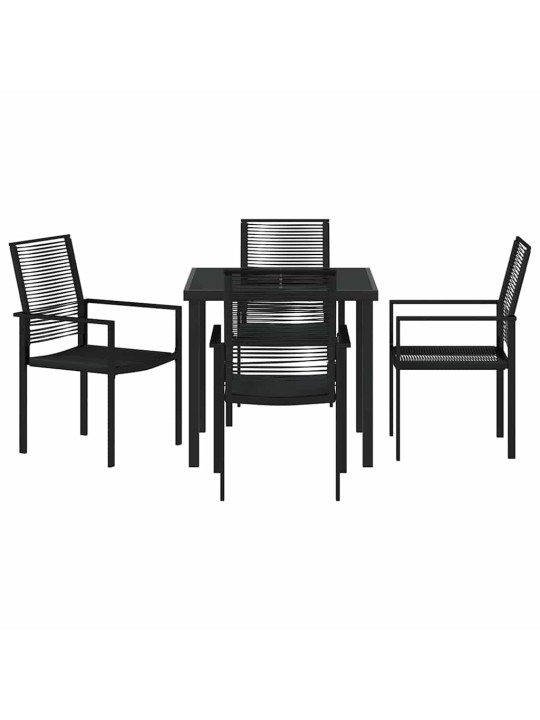 Dārza ēdamgalds 5 pcs melna pvc rattan