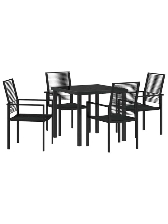 Dārza ēdamgalds 5 pcs melna pvc rattan