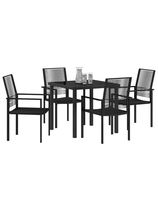 Dārza ēdamgalds 5 pcs melna pvc rattan