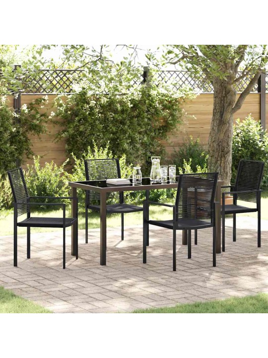 Dārza ēdamgalds 5 pcs melna pvc rattan