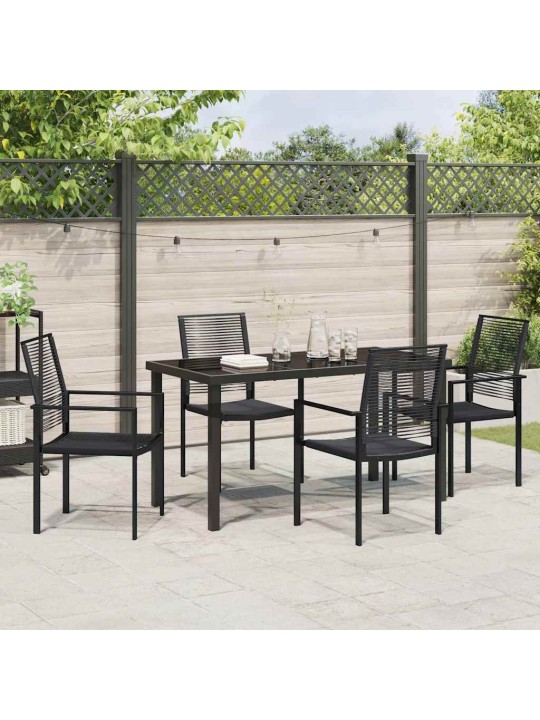Dārza ēdamgalds 5 pcs melna pvc rattan