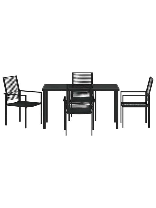 Dārza ēdamgalds 5 pcs melna pvc rattan