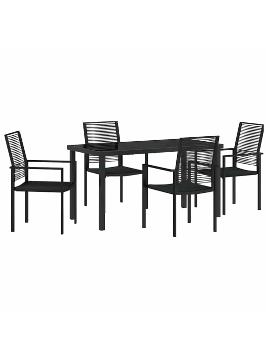 Dārza ēdamgalds 5 pcs melna pvc rattan