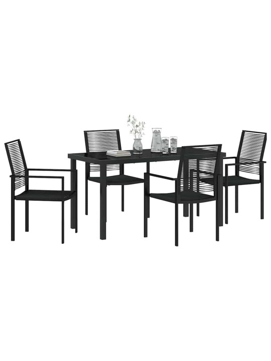 Dārza ēdamgalds 5 pcs melna pvc rattan