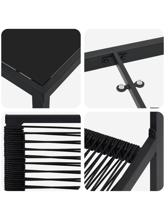 Dārza ēdamgalds 5 pcs melna pvc rattan
